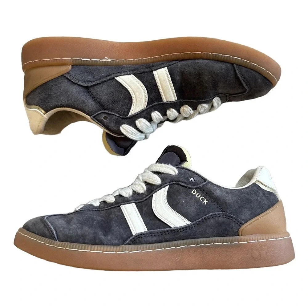 Coolway Duck Charcoal Grey Retro Suede Gum Sole Sneakers Women 6 Gorpcore
